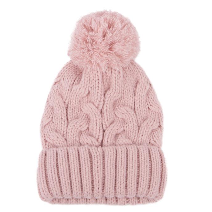 totes Ladies Cable Knit Hat with Pom Pom Detail Pink Extra Image 1